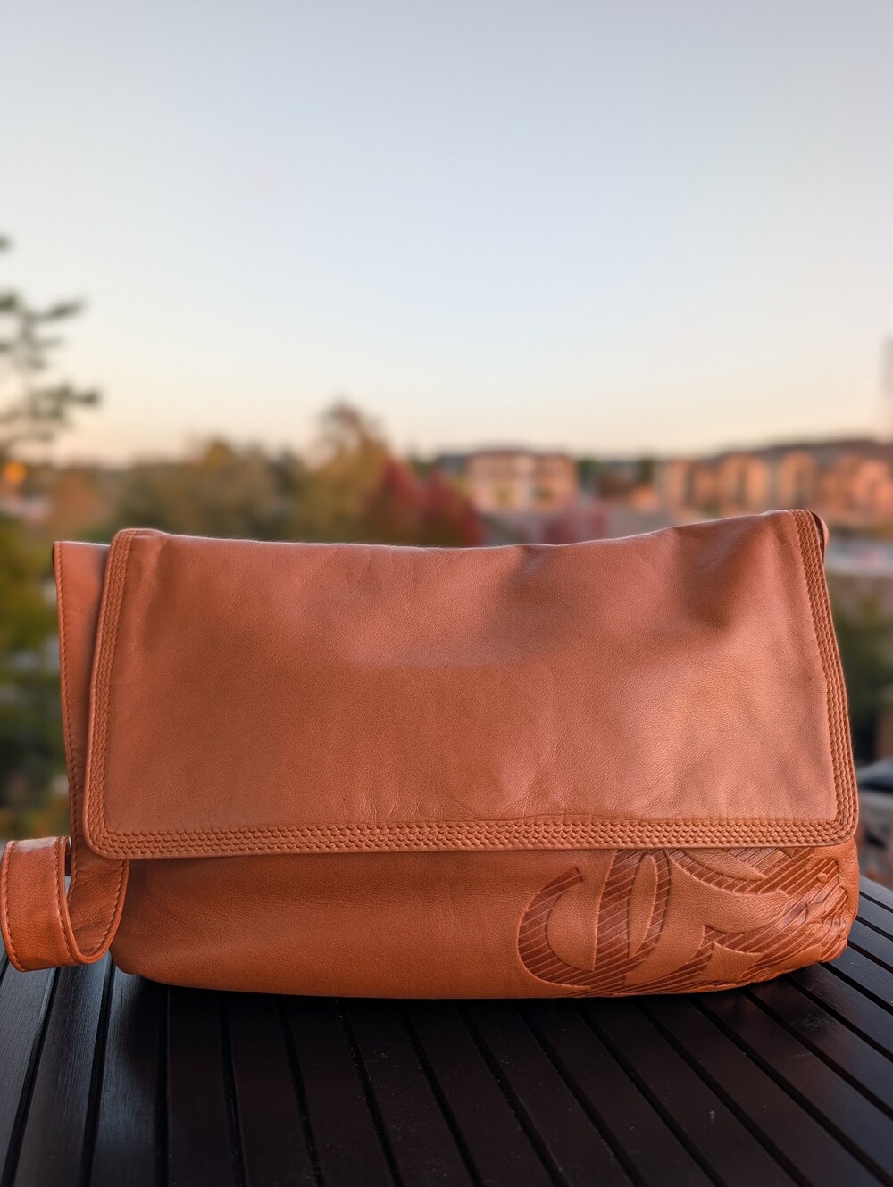 Vintage Loewe Nappa Leather Large Anagram Flap Messenger Crossbody Bag
